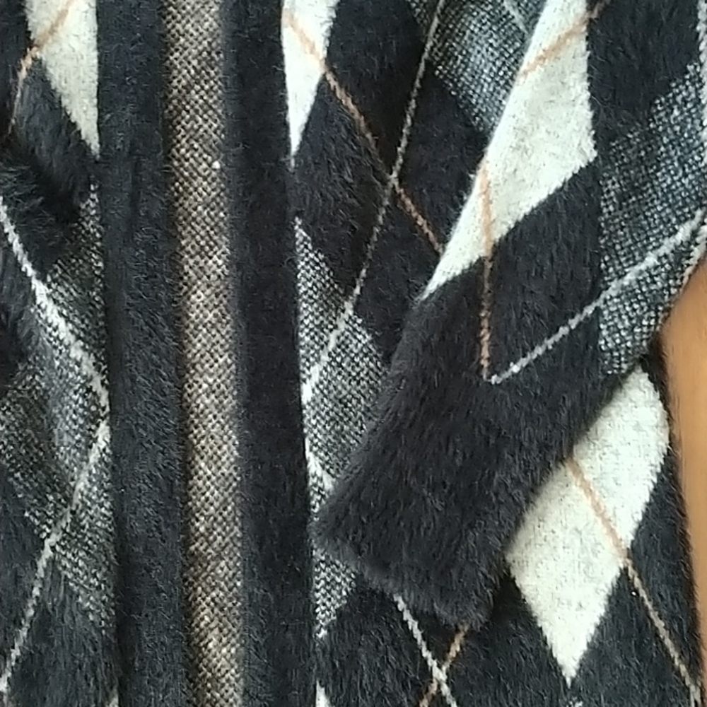 Marled Argyle Grey/Black Sweater Coat Jacket sz S - Picture 3 of 12